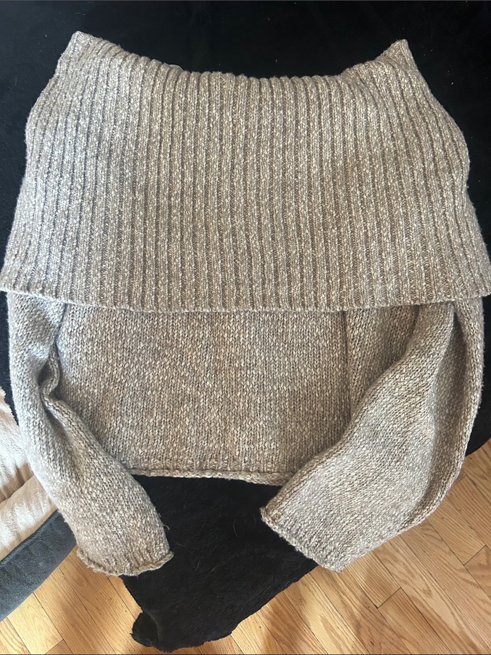 aerie Off-the-Shoulder Foldover Sweater - Taupe Heather